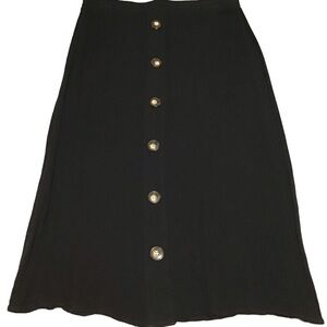 I.N. Studio Black A-Line Skirt with Button Detail